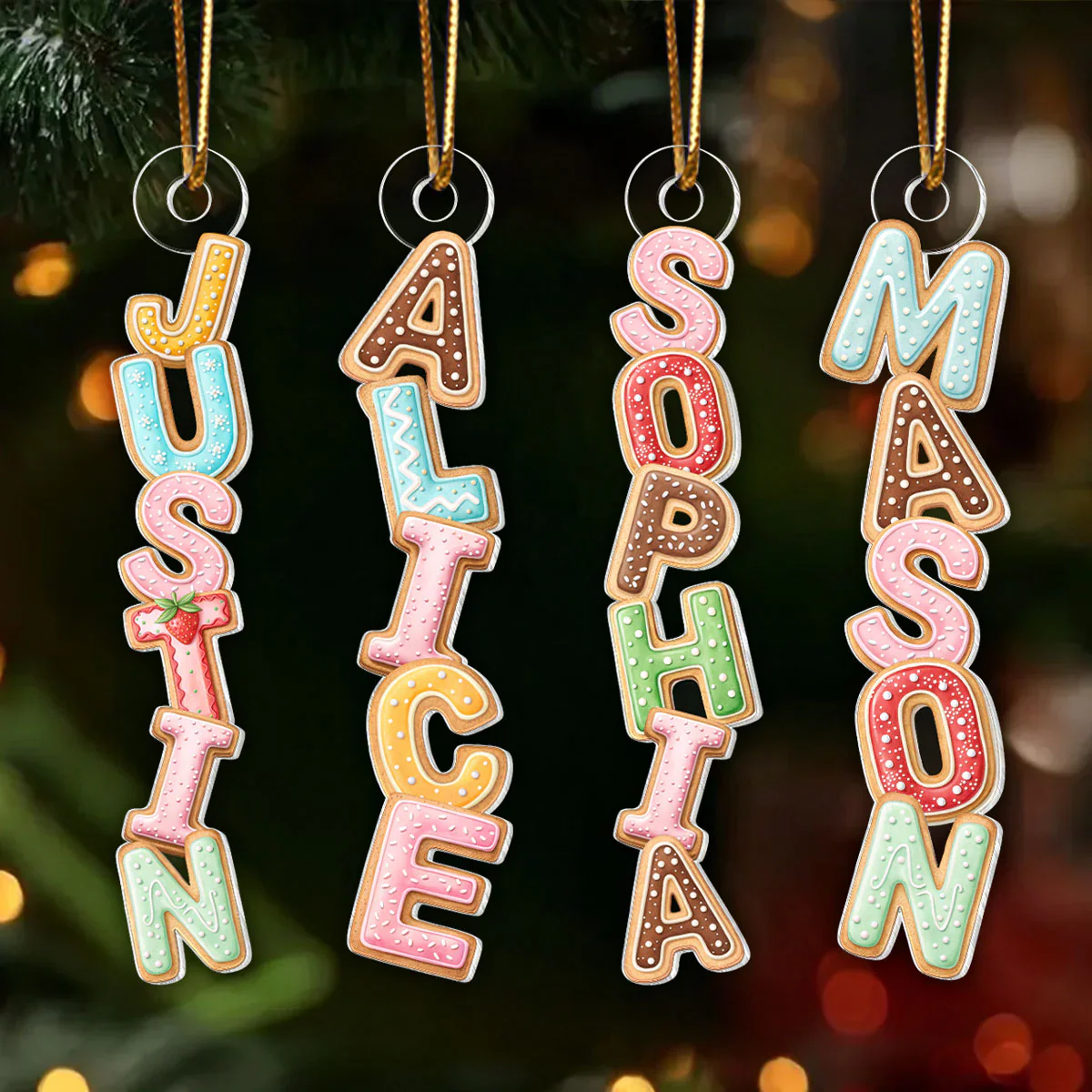 Custom Letters Cute Cookies For Christmas 2025 - Personalized Acrylic Ornament - Christmas Gift For Family Members NA94