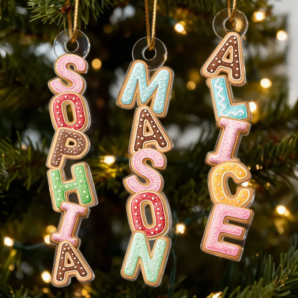 Custom Letters Cute Cookies For Christmas 2025 - Personalized Acrylic Ornament - Christmas Gift For Family Members NA94 - Image 2