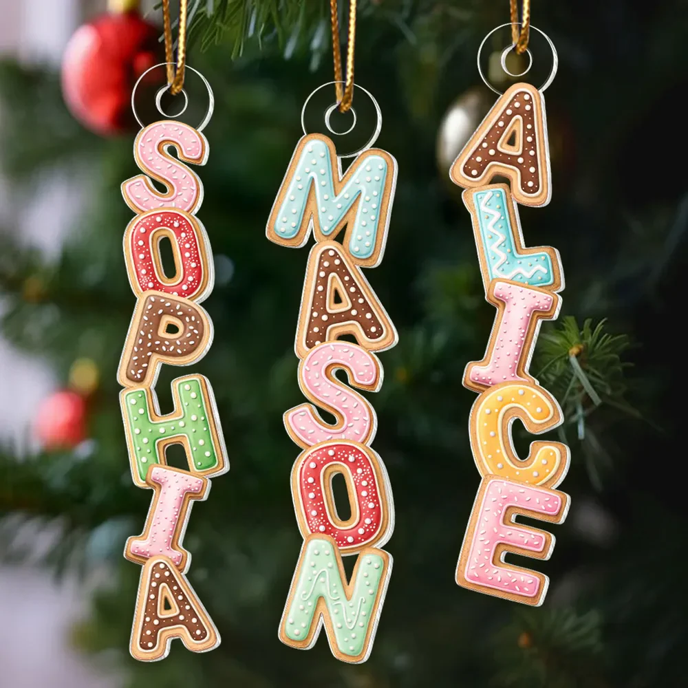 Custom Letters Cute Cookies For Christmas 2025 - Personalized Acrylic Ornament - Christmas Gift For Family Members NA94 - Image 5