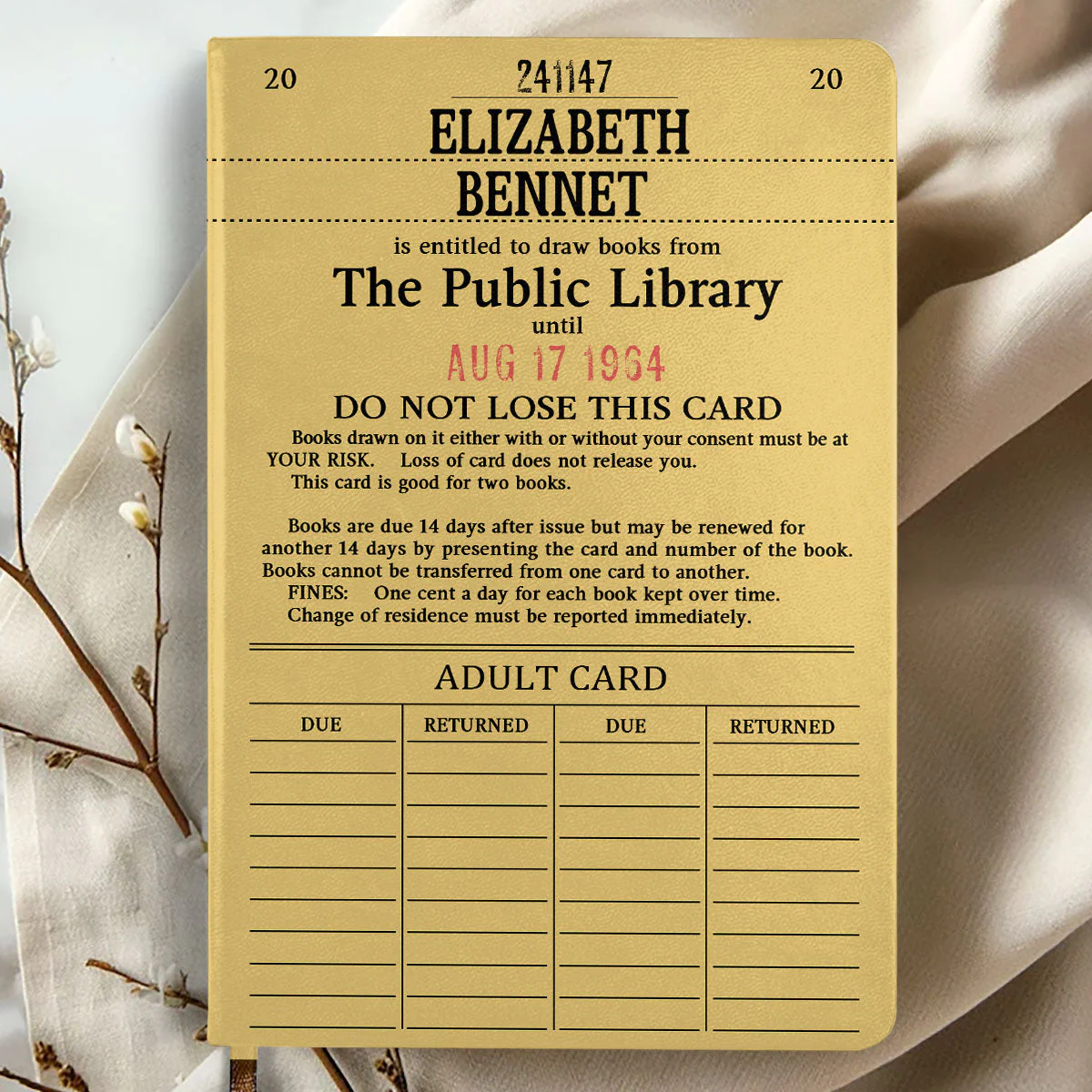 Custom Library Card - Personalized Leather Cover Notebook - Gift For Book Lovers, Readers HH01