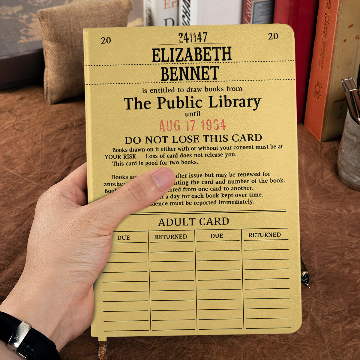 Custom Library Card - Personalized Leather Cover Notebook - Gift For Book Lovers, Readers HH01 - Image 2