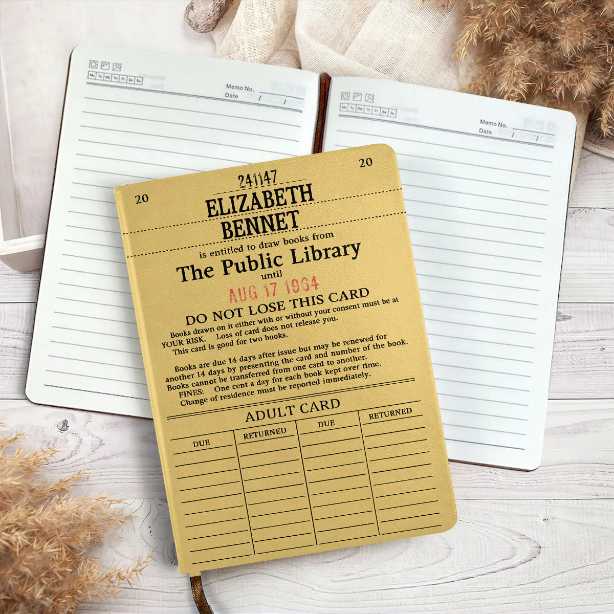 Custom Library Card - Personalized Leather Cover Notebook - Gift For Book Lovers, Readers HH01 - Image 4