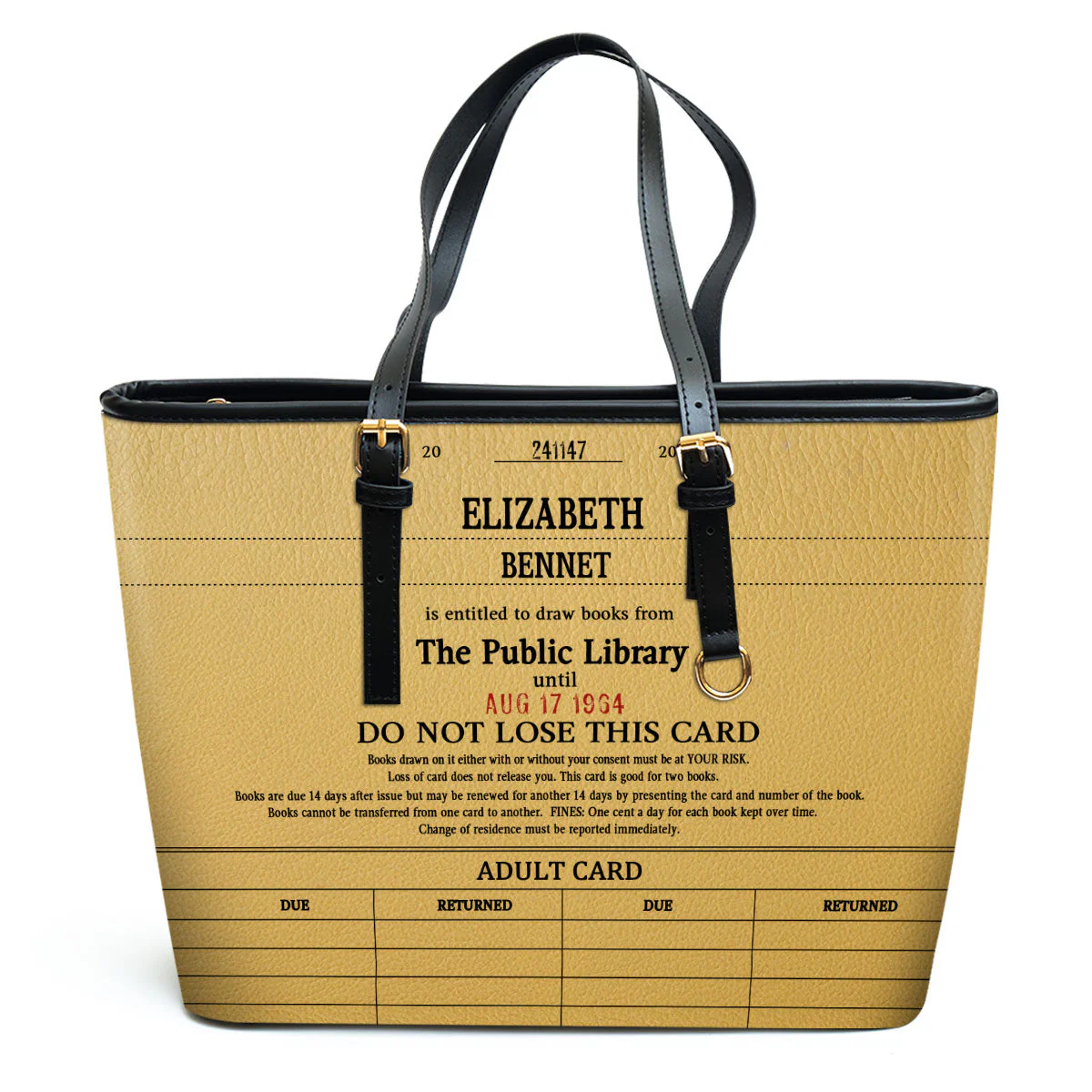 Custom Library Card - Personalized Leather Tote Bag - Gift For Book Lovers, Readers HH01 - Image 4