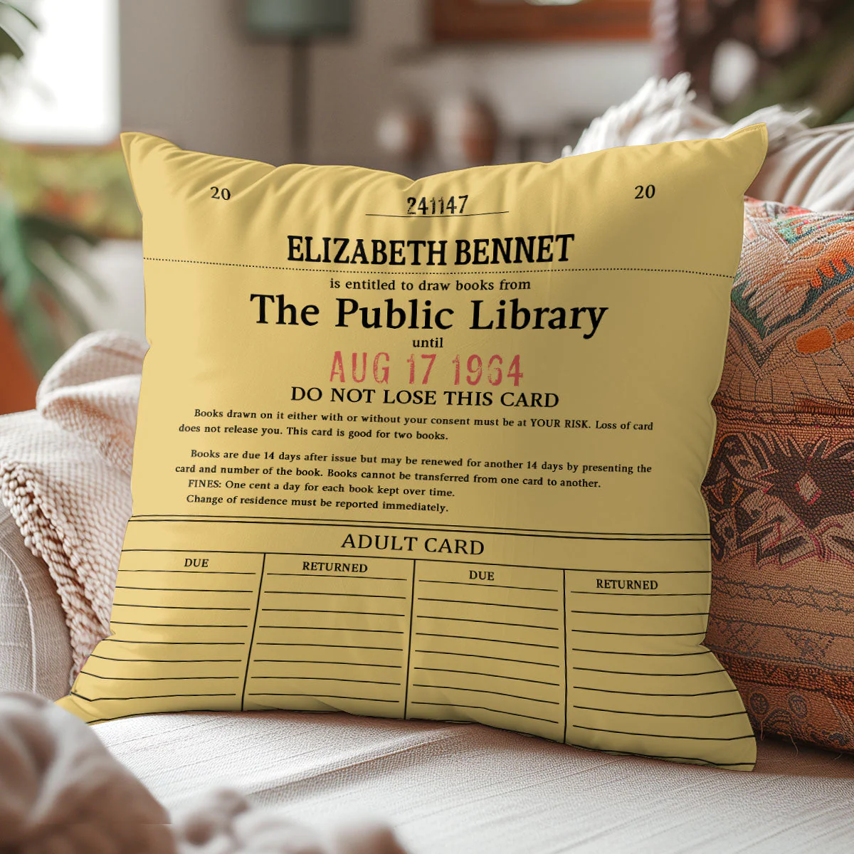 Custom Library Card - Personalized Pillow - Gift For Book Lovers, Readers HH01 - Image 5