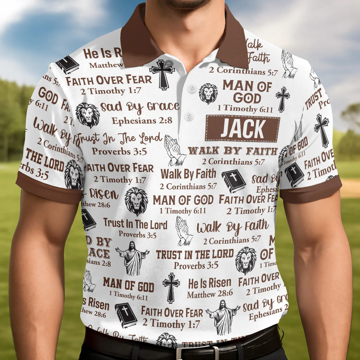 Custom Man of God - Personalized Polo Shirt - Christian Apparel for Dad, Husband, Grandpa
