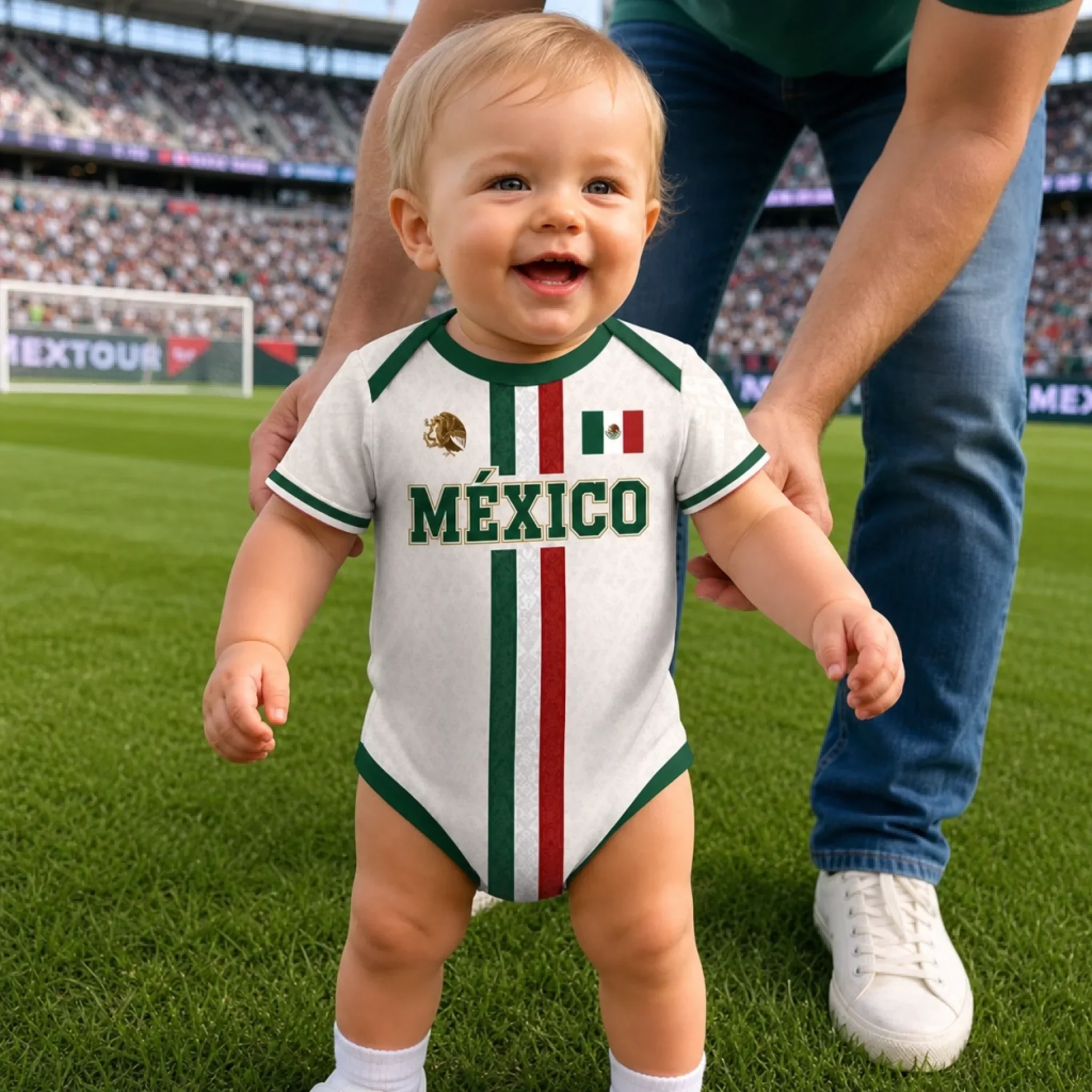 Custom Mexico World Football The Next Great Champion - Personalized Baby Jersey Bodysuit - Gifts For New Moms, New Dads, Soccer Lovers - Image 2