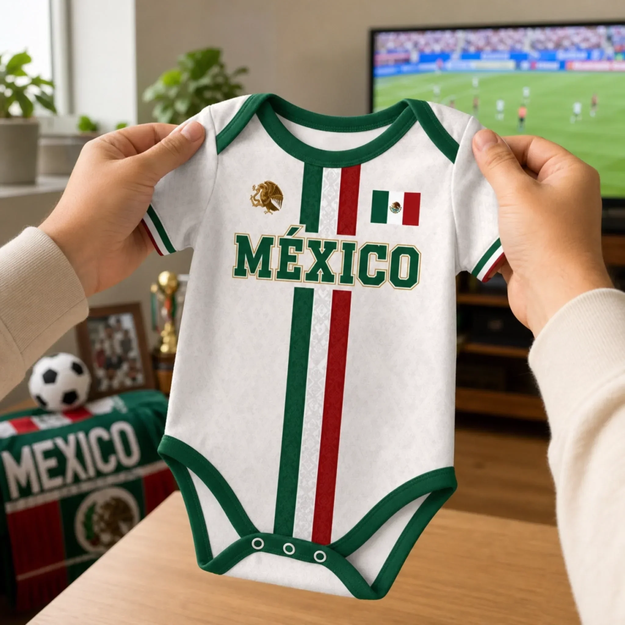 Custom Mexico World Football The Next Great Champion - Personalized Baby Jersey Bodysuit - Gifts For New Moms, New Dads, Soccer Lovers - Image 4