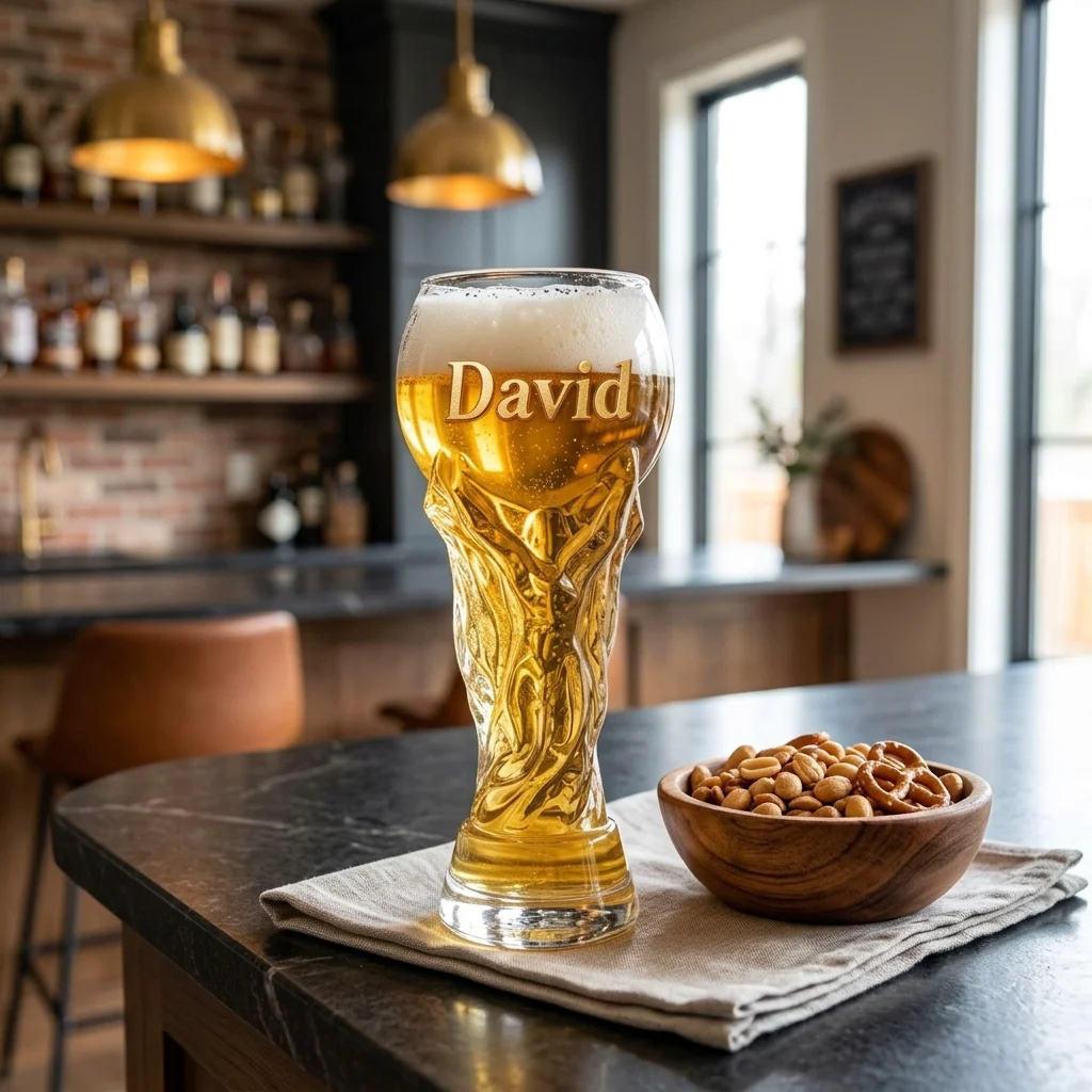 Custom Name Football - Personalized Trophy Beer Glass - Gifts For Football Lovers, Sports Fans - Image 4
