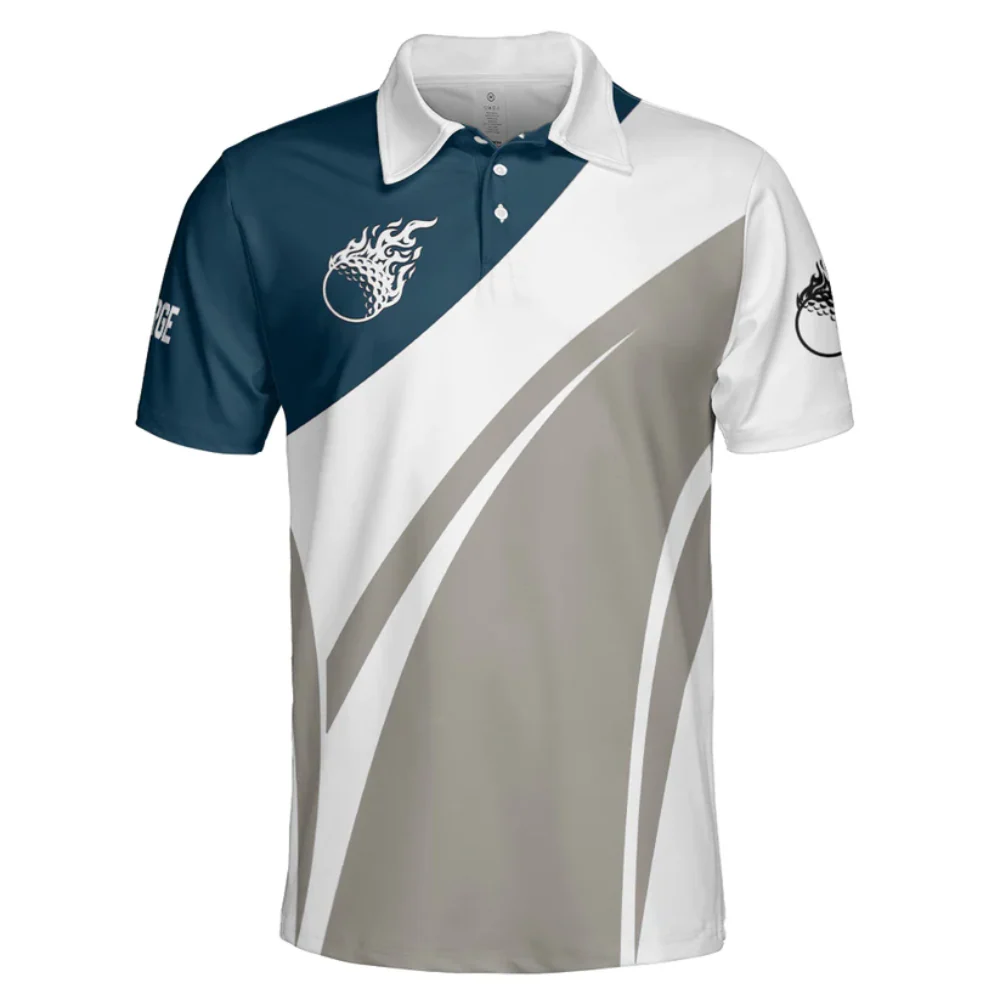 Custom Name Hot Golf Fire Golf - Gift For Father, Grandfather - Men Polo - Image 2