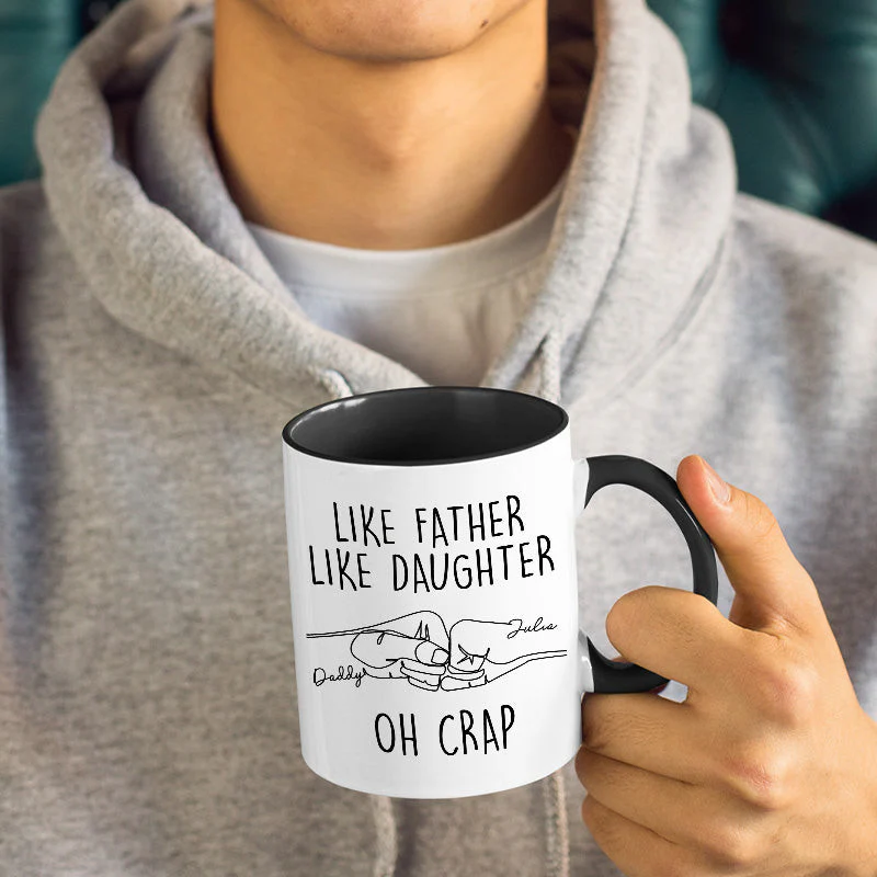 Custom Name Like Father Like Daughter - Personalized Accent Ceramic Mug - Image 2