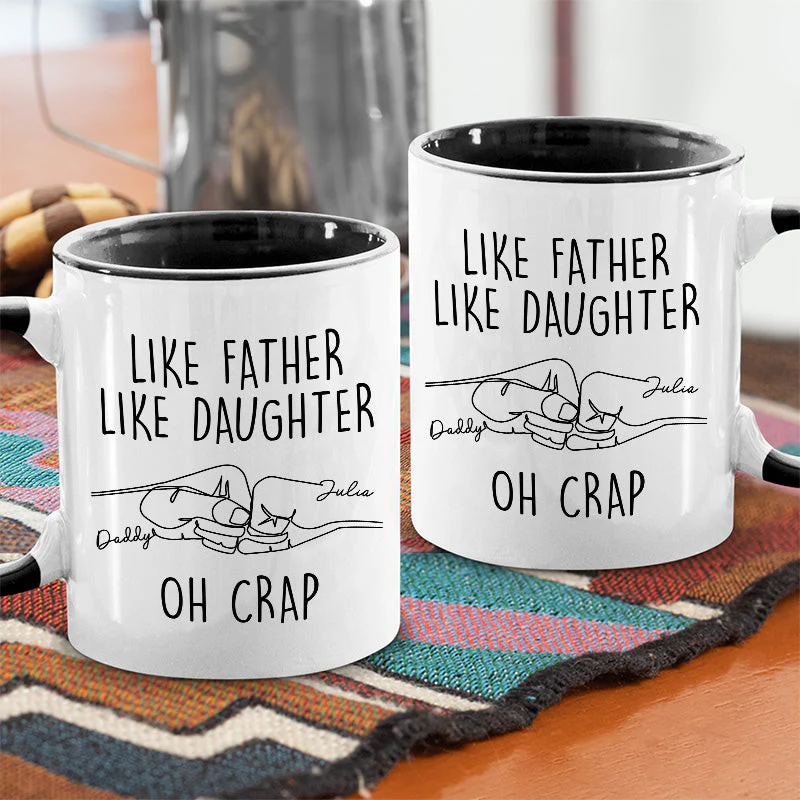 Custom Name Like Father Like Daughter - Personalized Accent Ceramic Mug - Image 3