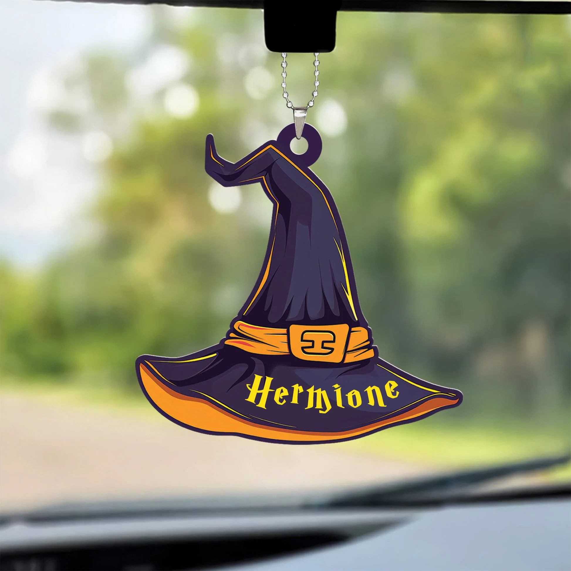Custom Name Magic Trick Magic Hat Witch Funny Halloween - Personalized Car Hanging Ornament - NA94 - Image 2