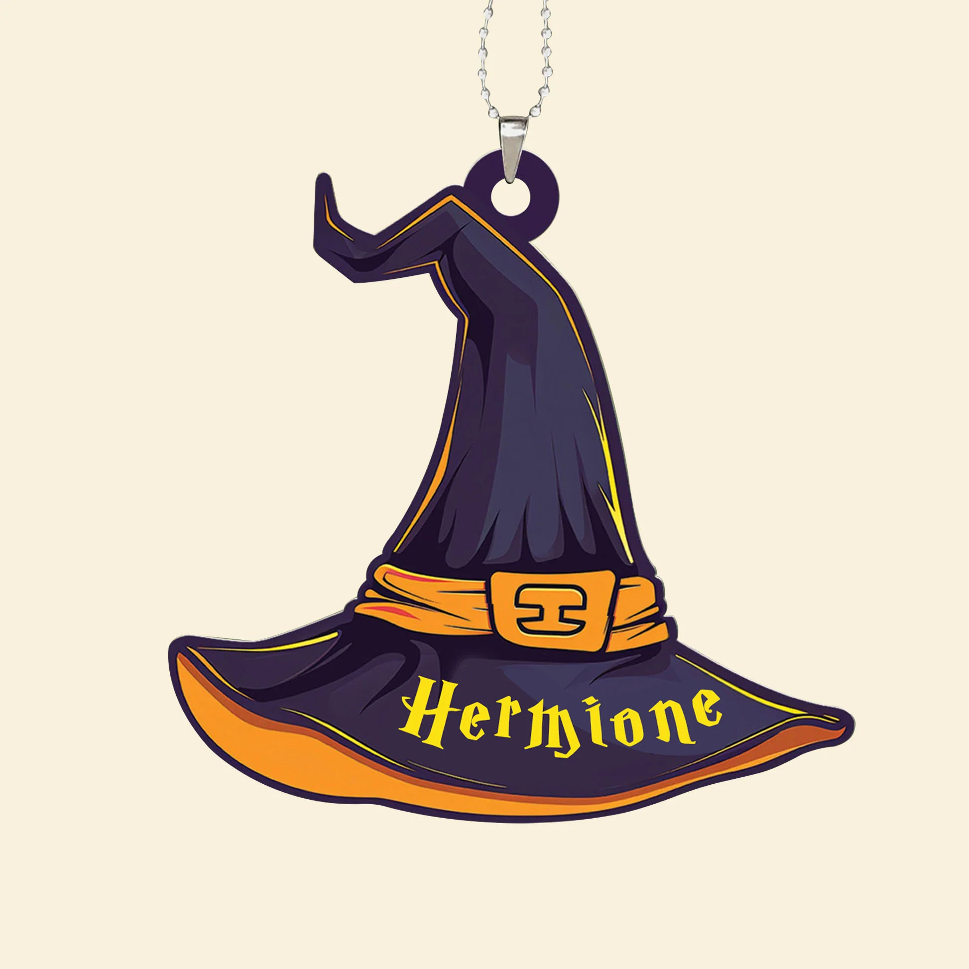 Custom Name Magic Trick Magic Hat Witch Funny Halloween - Personalized Car Hanging Ornament - NA94 - Image 3