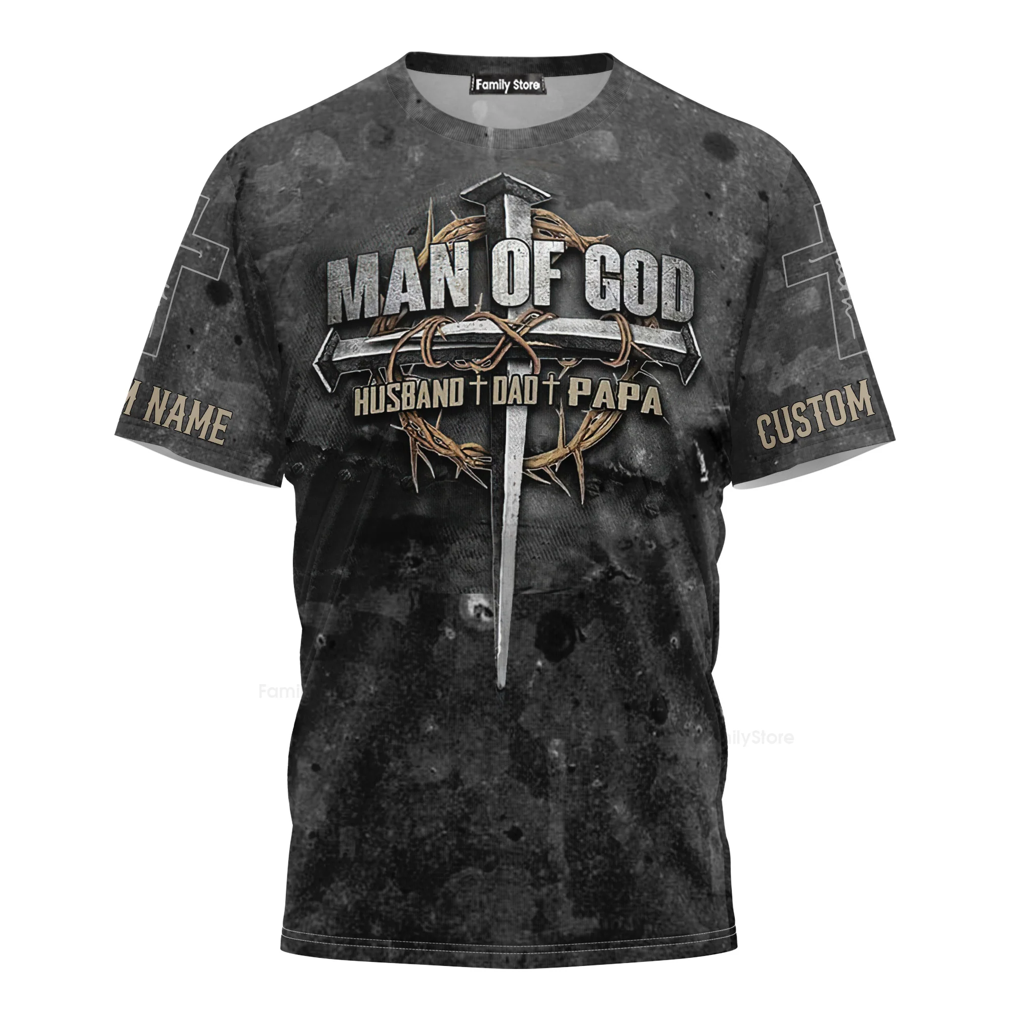 Custom Name Man of God – Christian Patriotic All Over Print Tshirt - Gift for Husband, Dad, Papa - Image 2