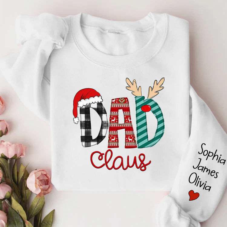 Custom Name Merry Christmas Dad Claus - Personalized Sweatshirt - Gift for Dad, Grandpa, Husband - NH96 - Image 7