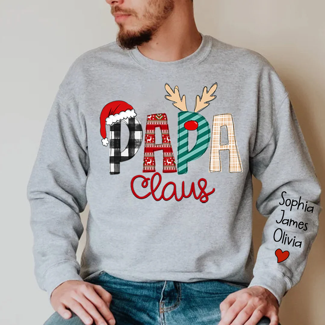 Custom Name Merry Christmas Papa Claus, Dad Claus - Personalized Sweatshirt - Gift for Dad, Grandpa, Husband - NH96 - Image 2