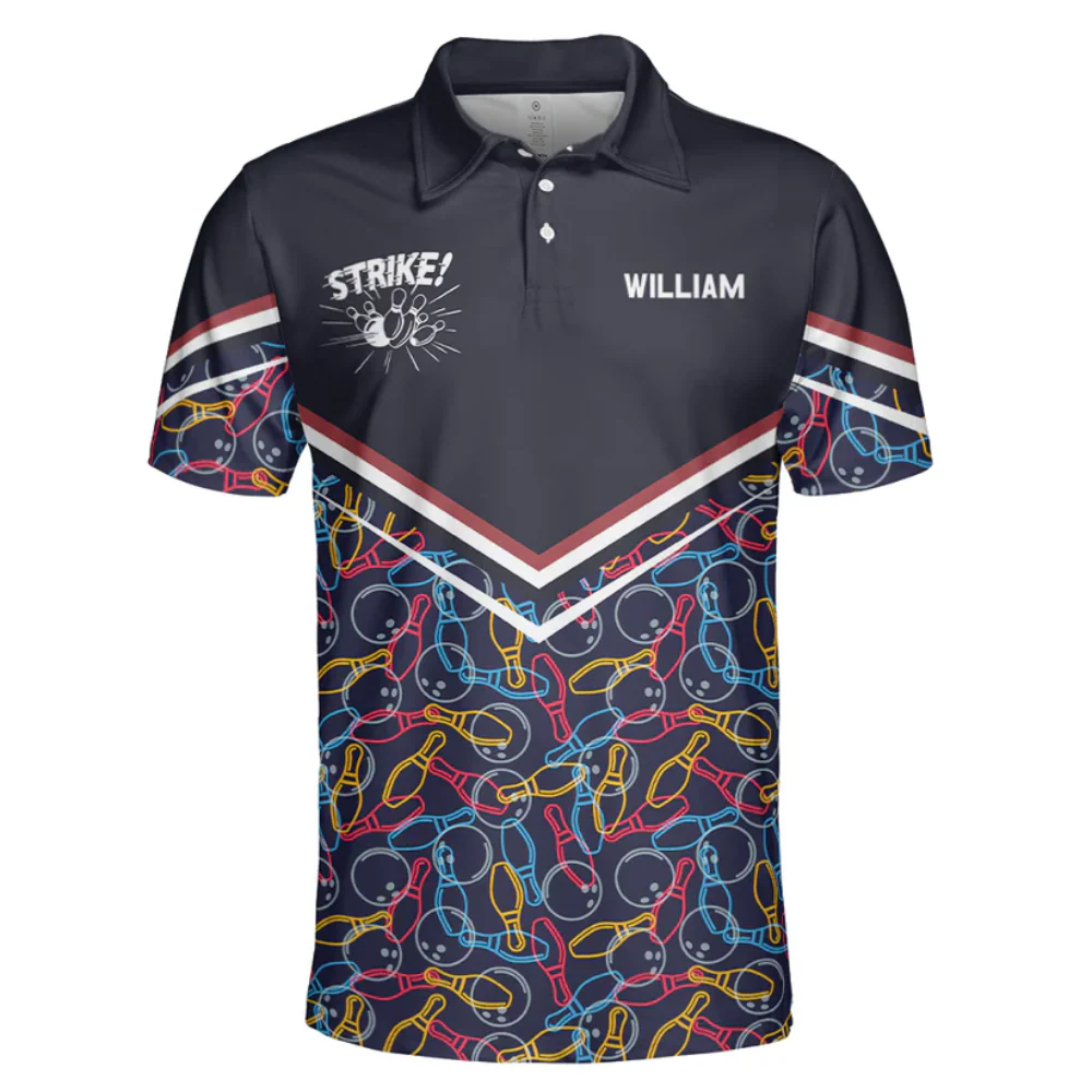 Custom Name Strike Bowling - Gift For Bowling Lovers - Men Polo - Image 2