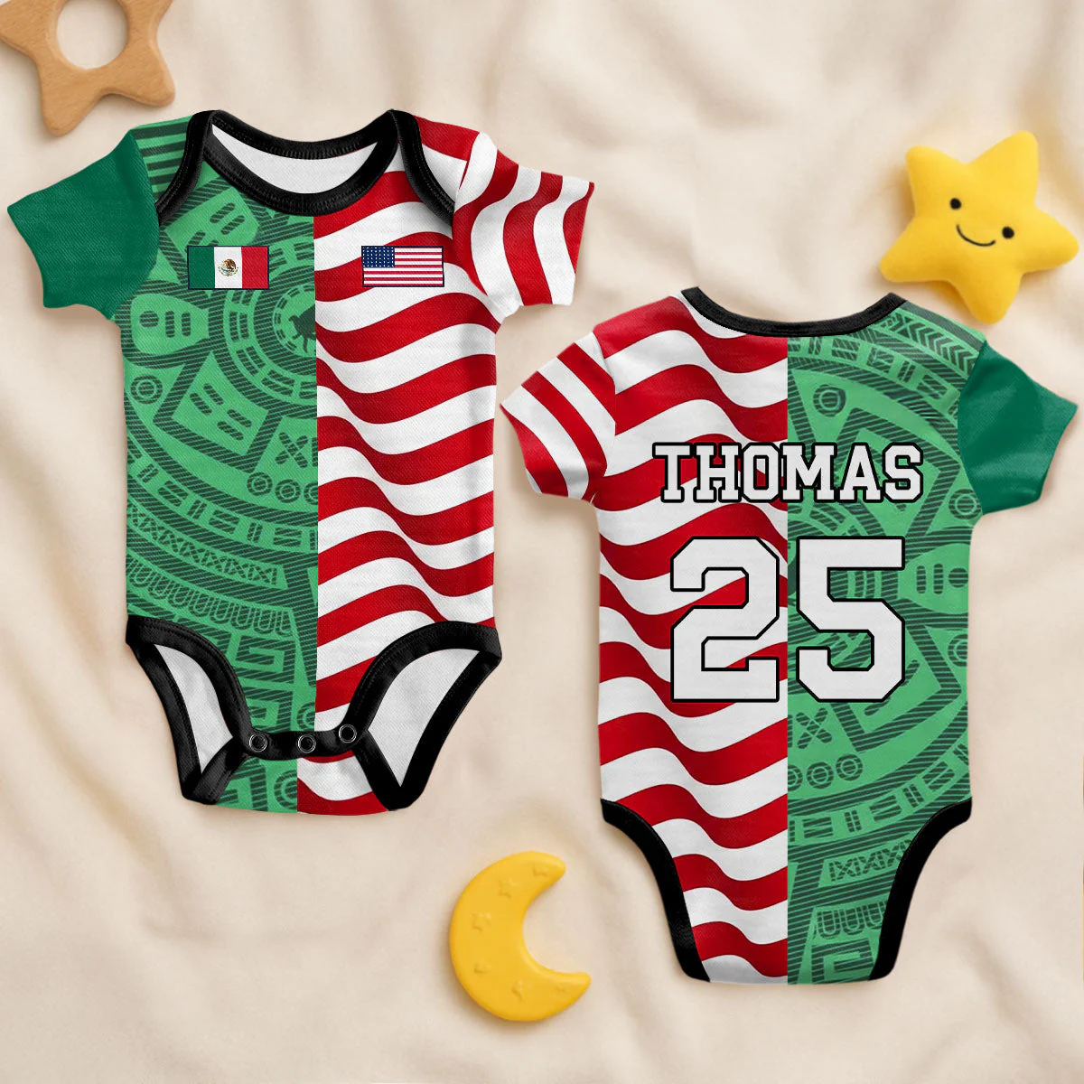 Custom National Football Two Teams Version - Personalized Baby Jersey Bodysuit - Gifts For New Moms, New Dads, Soccer Lovers