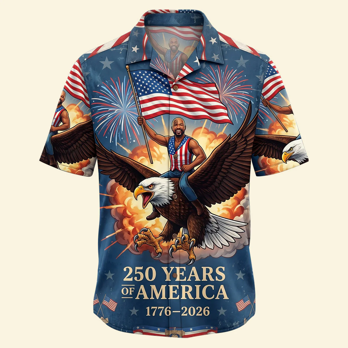 Custom Photo 250 Years Of America Free Ride With Patriotic Eagle - Personalized Hawaiian Shirt - Gift For Patriots - Image 4