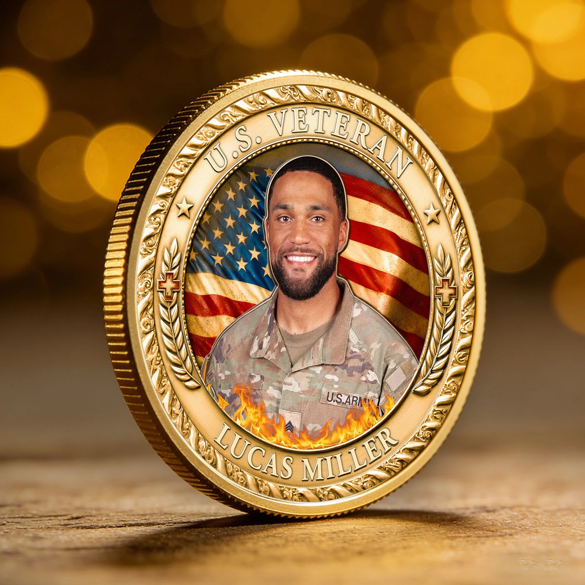 Custom Photo 250 Years Of Freedom US Army - Personalized Commemorative Coin - Gifts For Patriotic Dad, Grandpa - Image 2