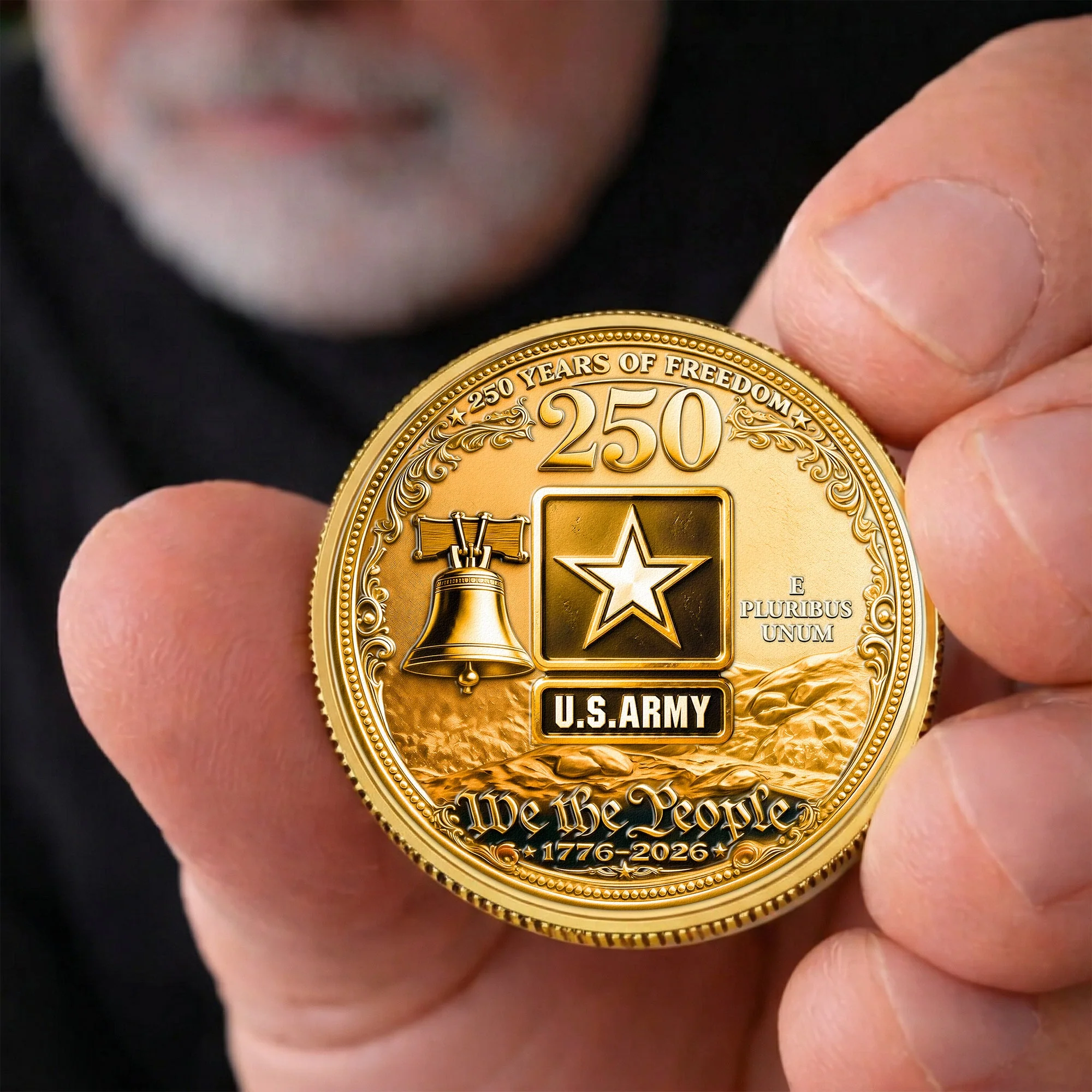 Custom Photo 250 Years Of Freedom US Army - Personalized Commemorative Coin - Gifts For Patriotic Dad, Grandpa - Image 4