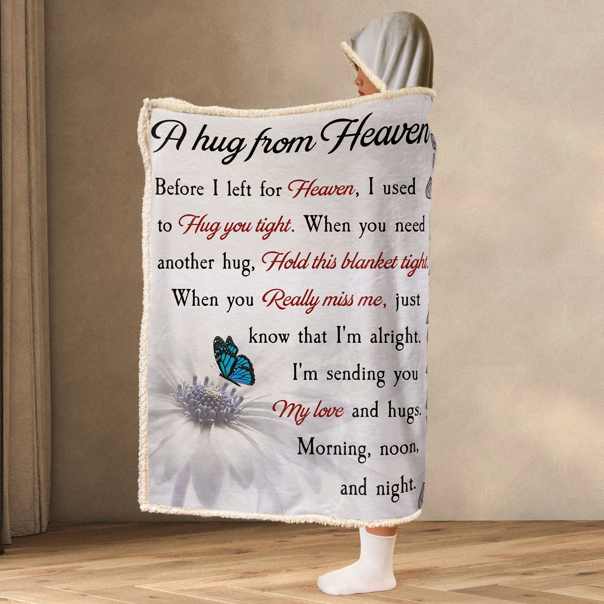 Custom Photo A Hug From Heaven - Personalized Wearable Hooded Blanket - Memorial Gift For Pet Lovers - NA94 - Image 3