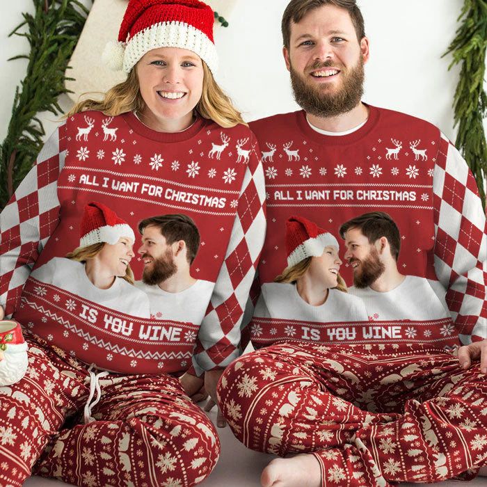 Custom Photo All I Want For Christmas - Personalized Ugly Sweater - Gift For Couple, Husband Wife, Anniversary, Engagement, Wedding, Marriage Gift - Image 4