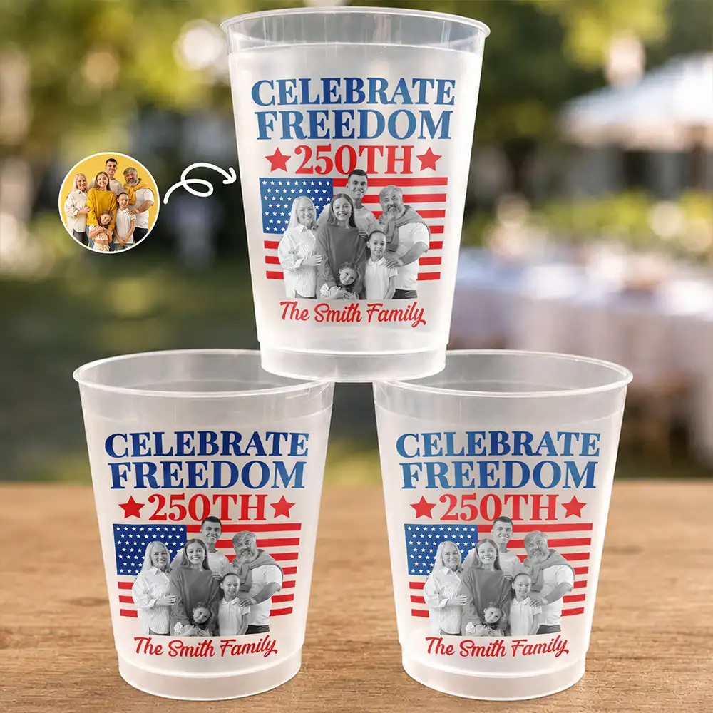 Custom Photo America 250th Anniversary - Personalized Frosted Cups - Patriotic Gift For Family