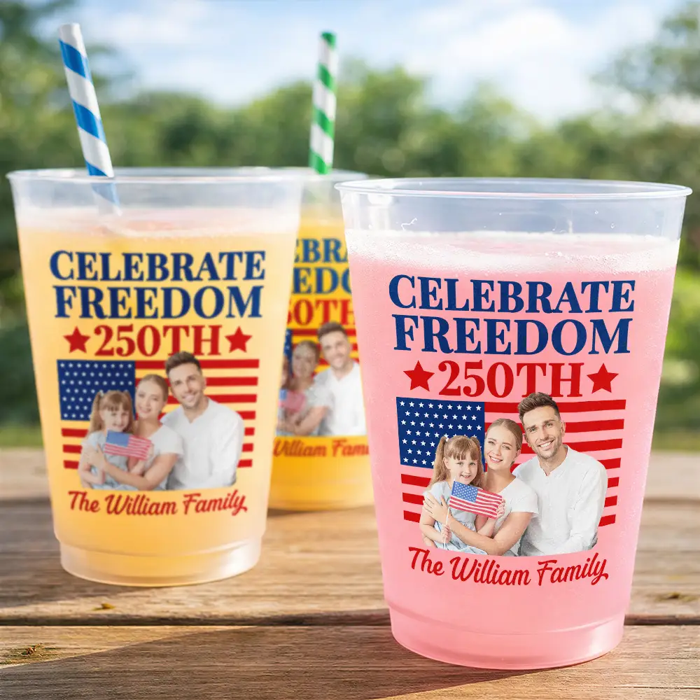 Custom Photo America 250th Anniversary - Personalized Frosted Cups - Patriotic Gift For Family - Image 4