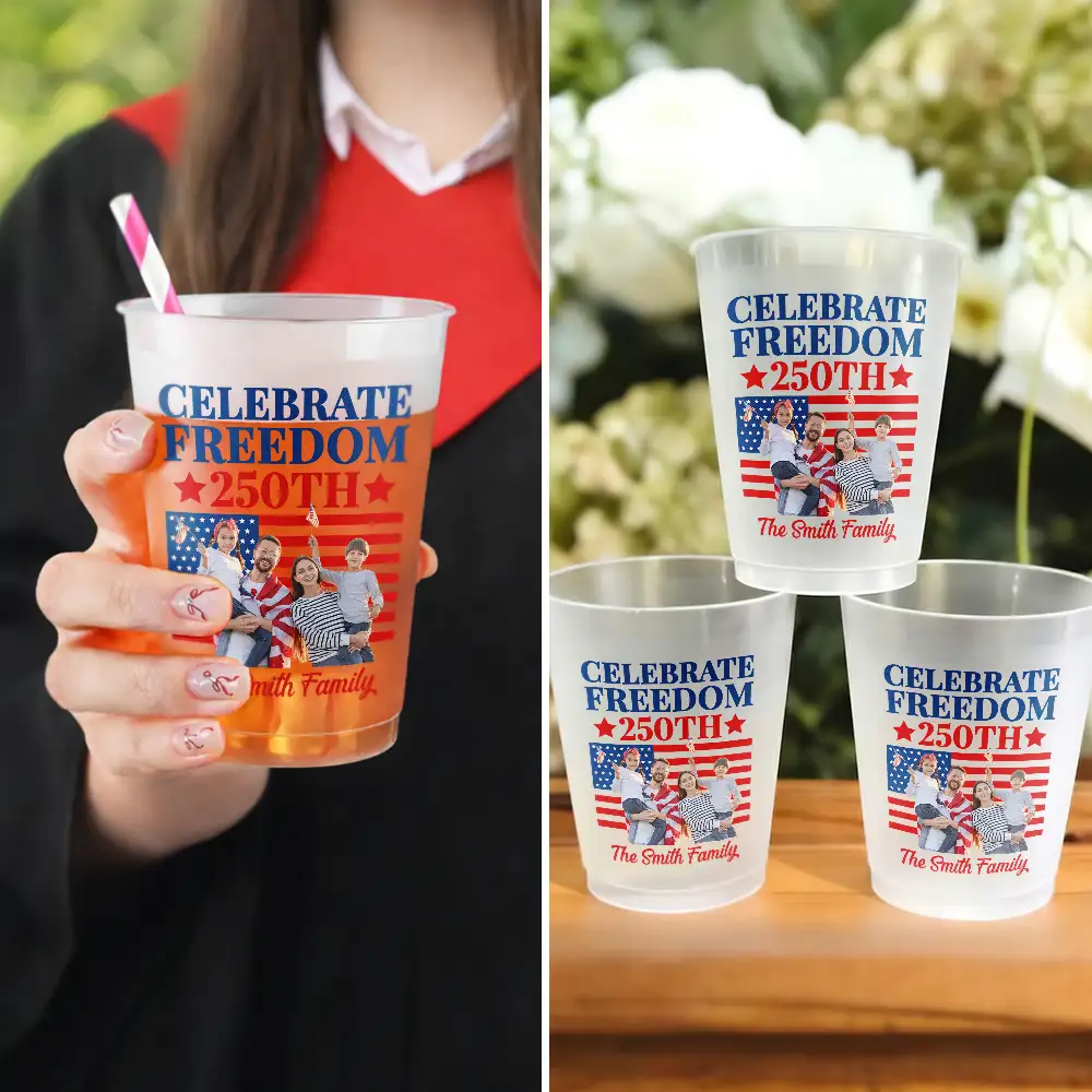 Custom Photo America 250th Anniversary - Personalized Frosted Cups - Patriotic Gift For Family - Image 6