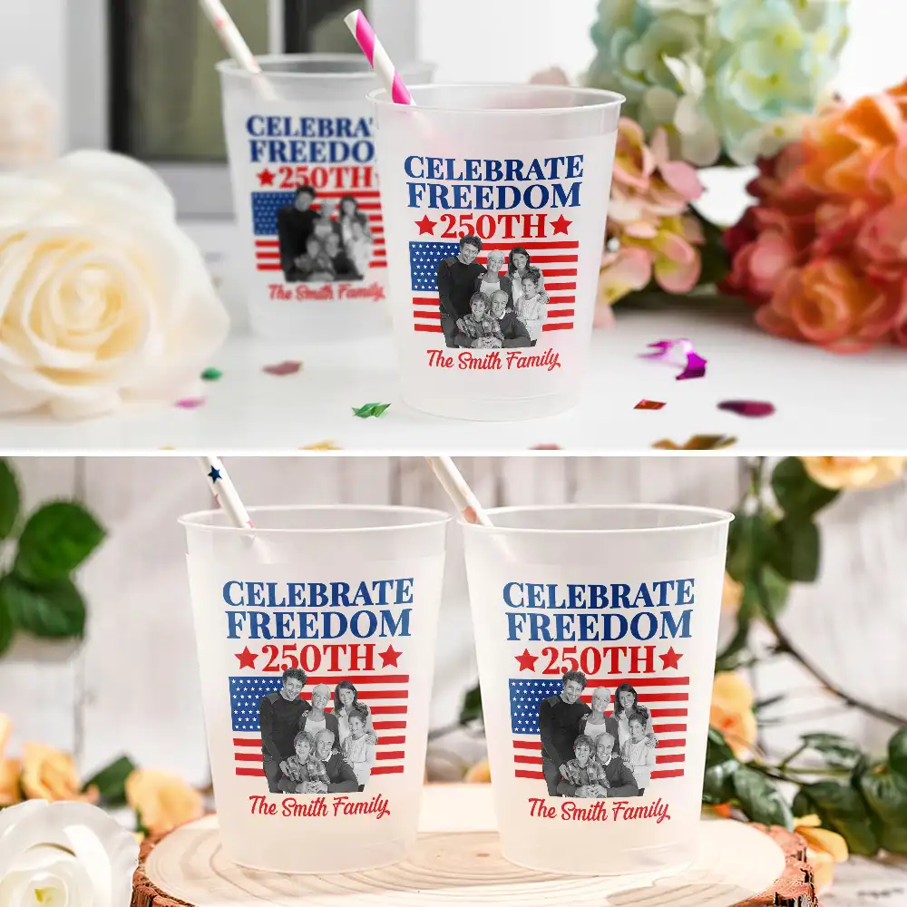 Custom Photo America 250th Anniversary - Personalized Frosted Cups - Patriotic Gift For Family - Image 7