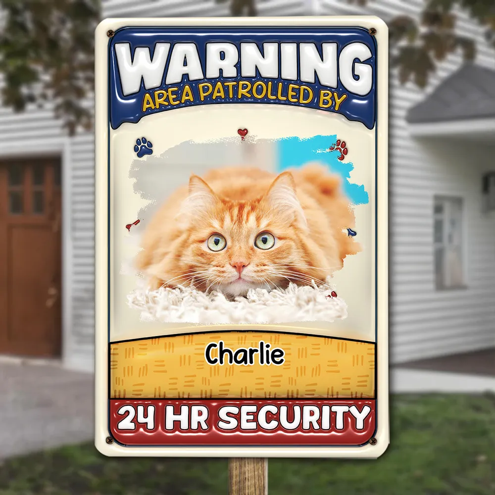 Custom Photo Area Patrolled By Cats - Personalized 3D Inflated Effect Metal Sign - Gift For Cat Lovers | NA94
