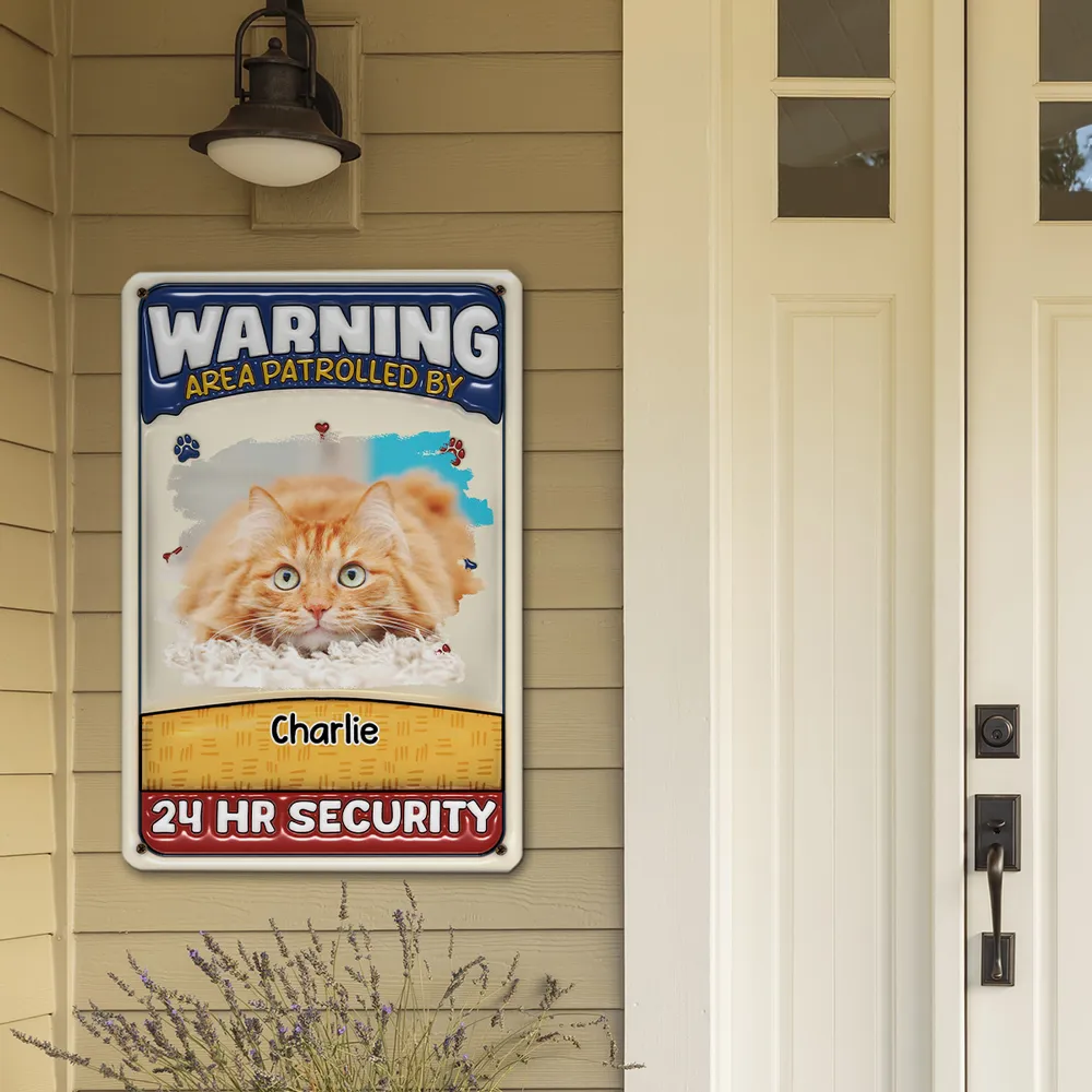 Custom Photo Area Patrolled By Cats - Personalized 3D Inflated Effect Metal Sign - Gift For Cat Lovers | NA94 - Image 2