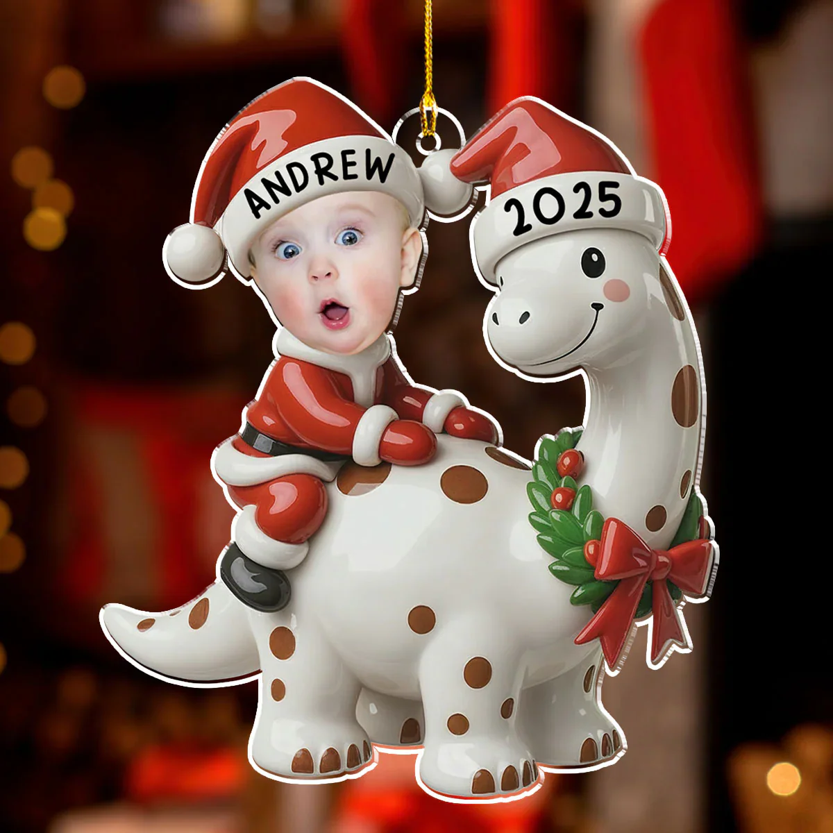 Custom Photo Baby Dinosaur 2025 - Personalized Acrylic Ornament - Christmas Gift NA94 - Image 2