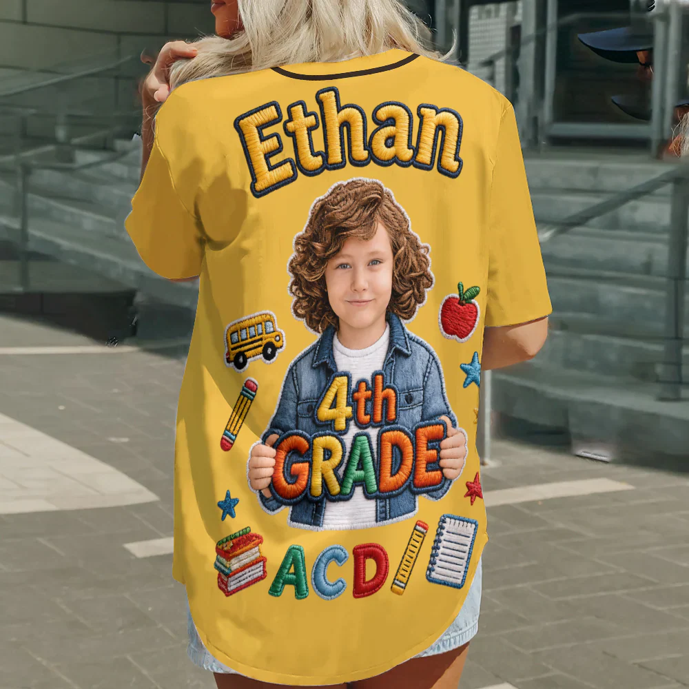 Custom Photo Back To School - Personalized Baseball Jersey for Kids, Youth - Gift For Kids - Image 2