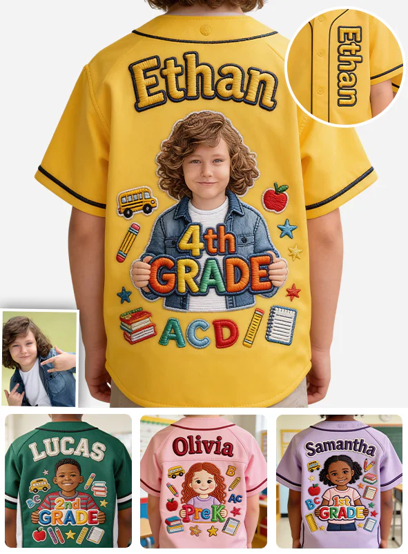 Custom Photo Back To School - Personalized Baseball Jersey for Kids, Youth - Gift For Kids - Image 4