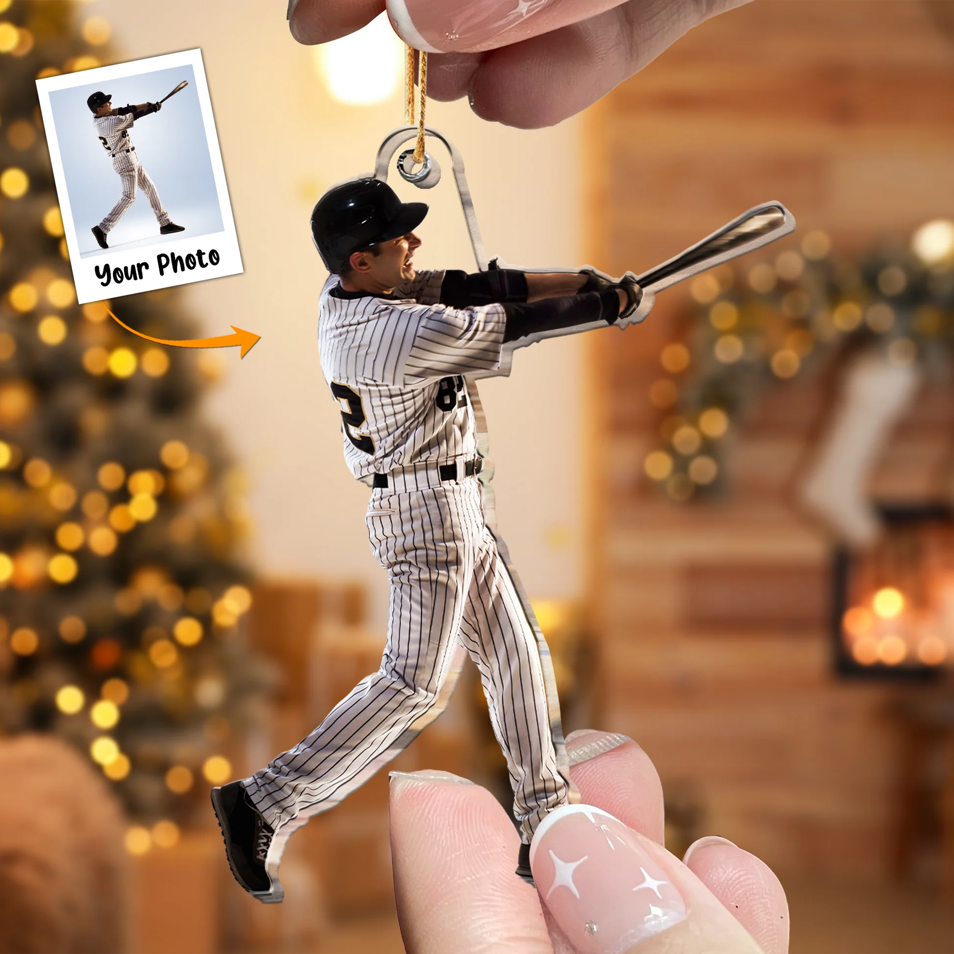 Custom Photo Baseball Lover For Husband, Son - Personalized Acrylic Photo Ornament - Image 3