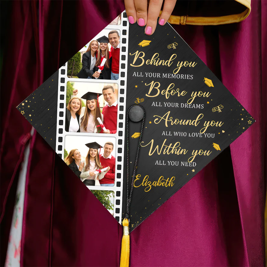 Custom Photo Behind You All Your Memories  - Personalized Graduation Cap Topper | NA94