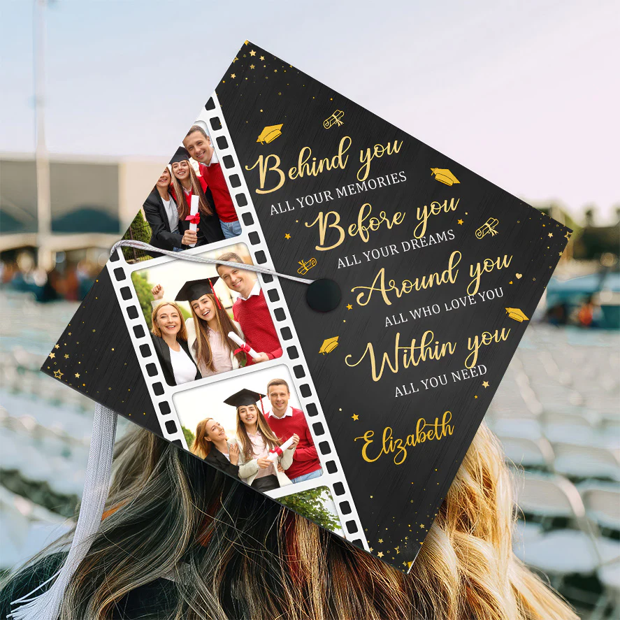 Custom Photo Behind You All Your Memories  - Personalized Graduation Cap Topper | NA94 - Image 2