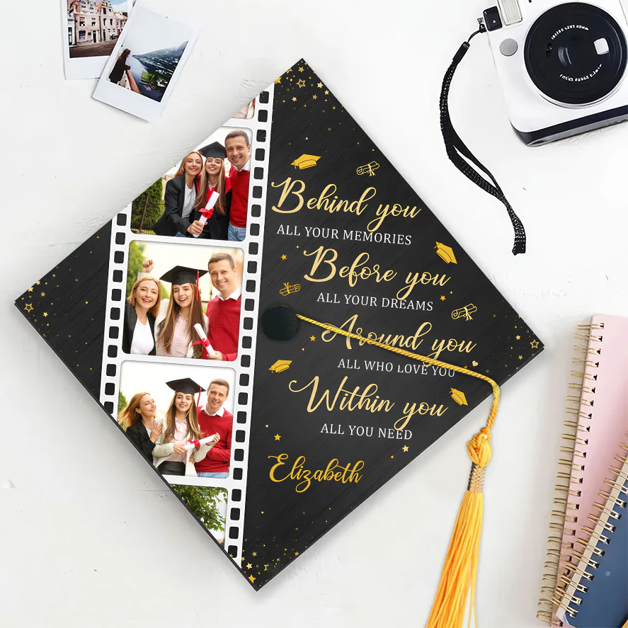 Custom Photo Behind You All Your Memories  - Personalized Graduation Cap Topper | NA94 - Image 4