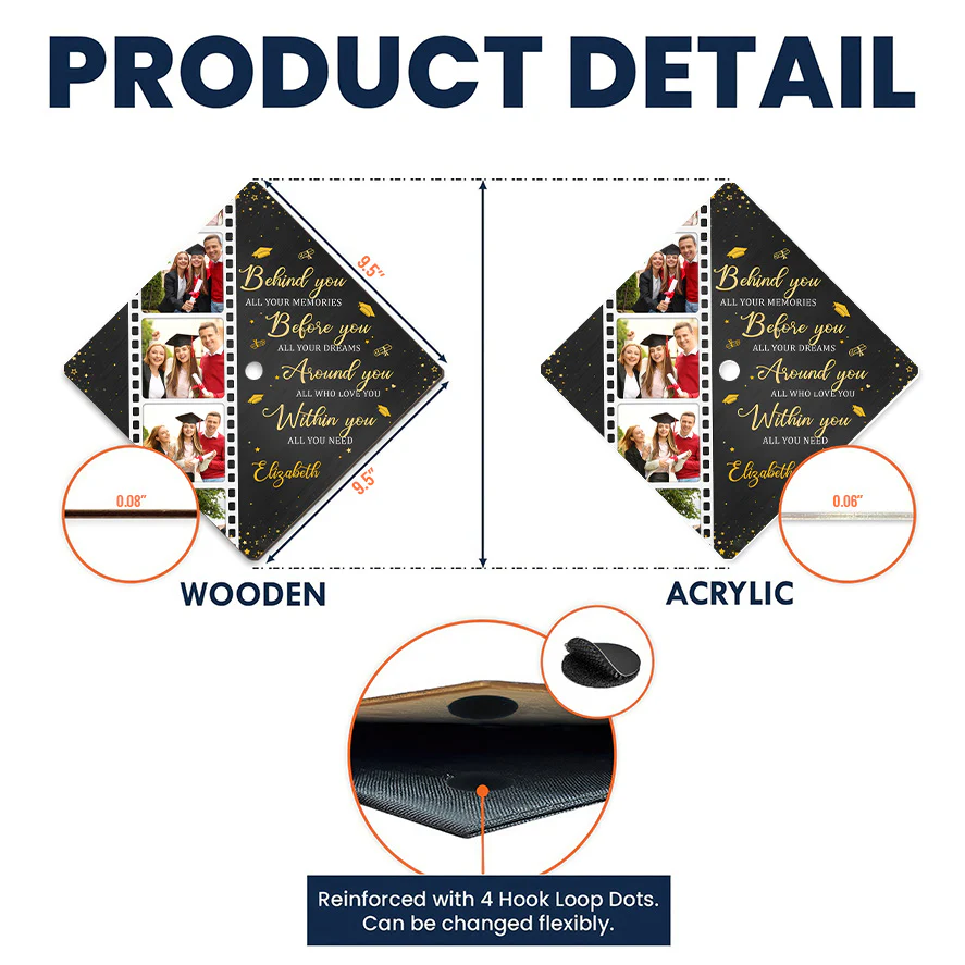 Custom Photo Behind You All Your Memories  - Personalized Graduation Cap Topper | NA94 - Image 5