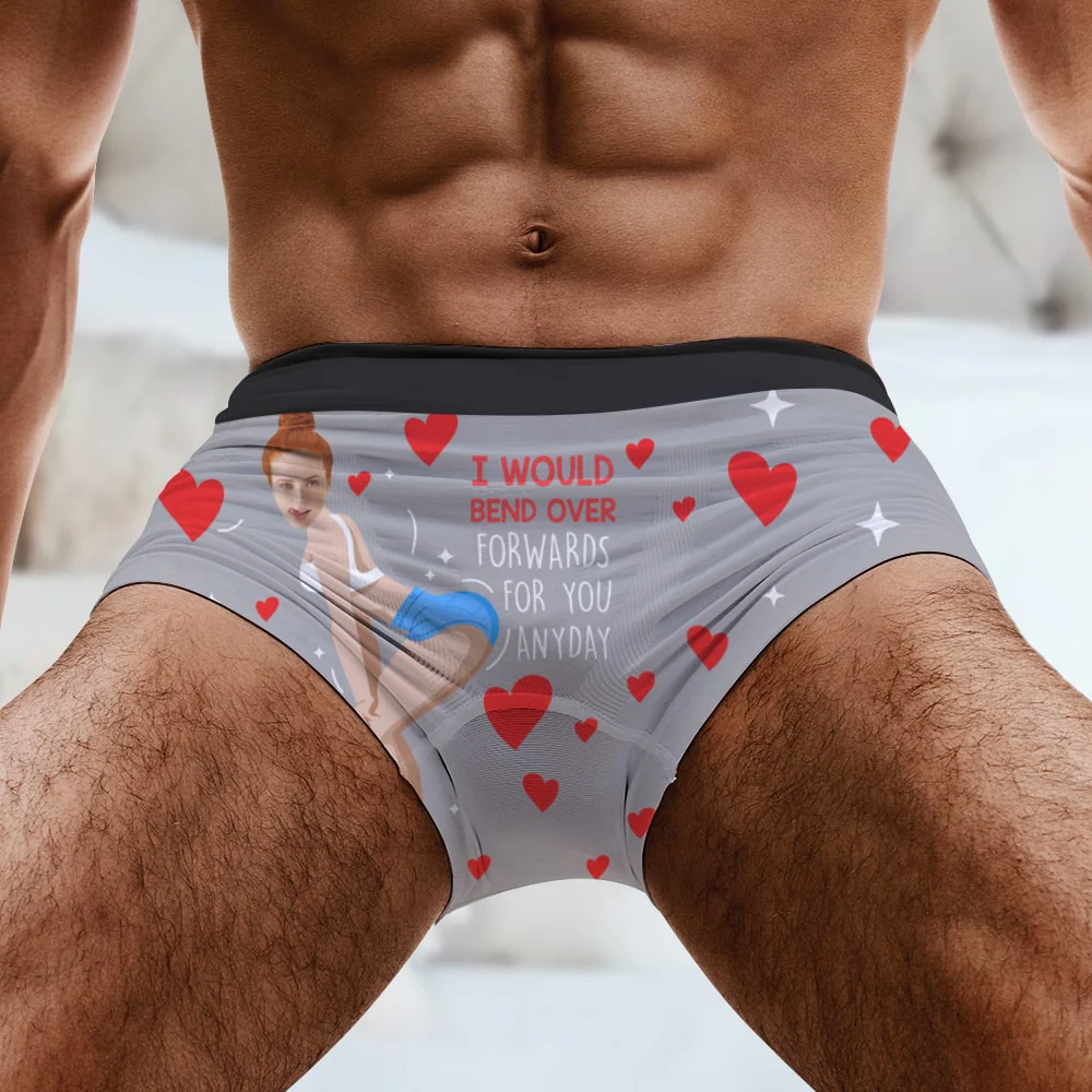 Custom Photo Bend Over Forwards For You Anyday - Gift For Boyfriend, Husband, Anniversary - Funny Personalized Custom Boxer Briefs, Men's Boxers NH96 - Image 3