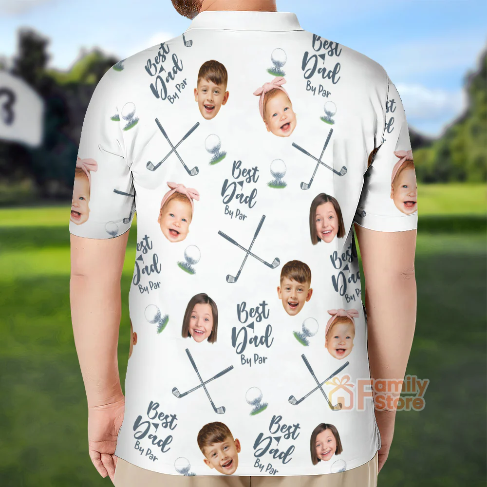 Custom Photo Best Dad By Par - Gift For Father, Grandfather - Personalized Men Polo Shirt - Image 2