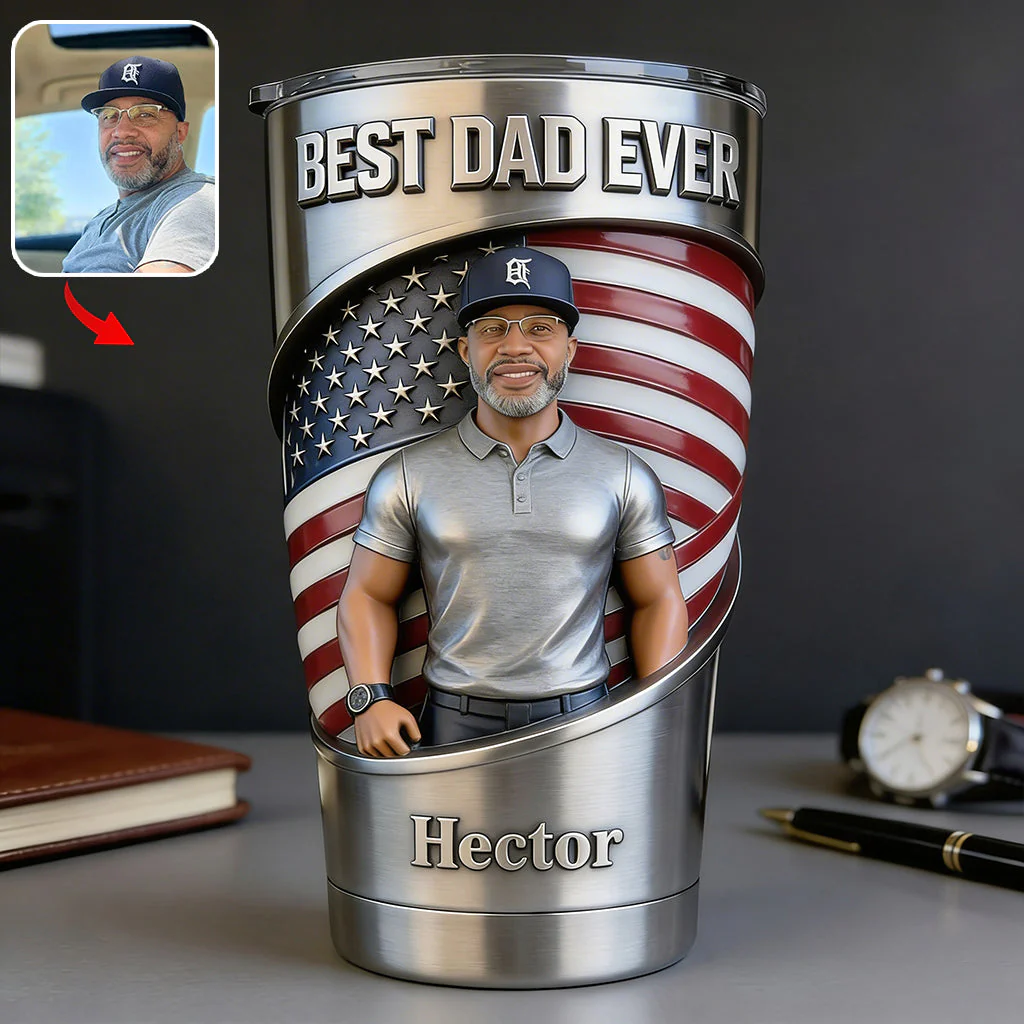 Custom Photo Best Dad Ever - Personalized Tumbler - Gift For Dad, Grandpa