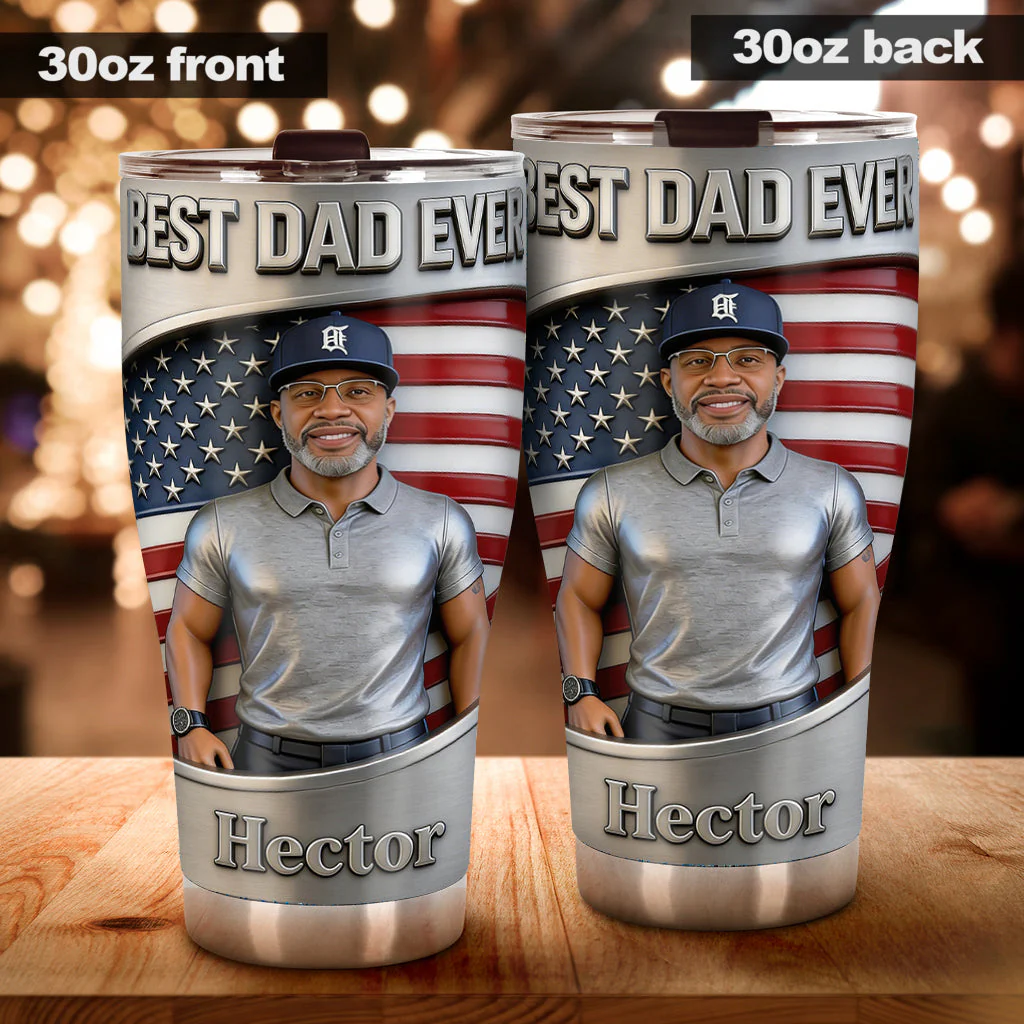 Custom Photo Best Dad Ever - Personalized Tumbler - Gift For Dad, Grandpa - Image 2