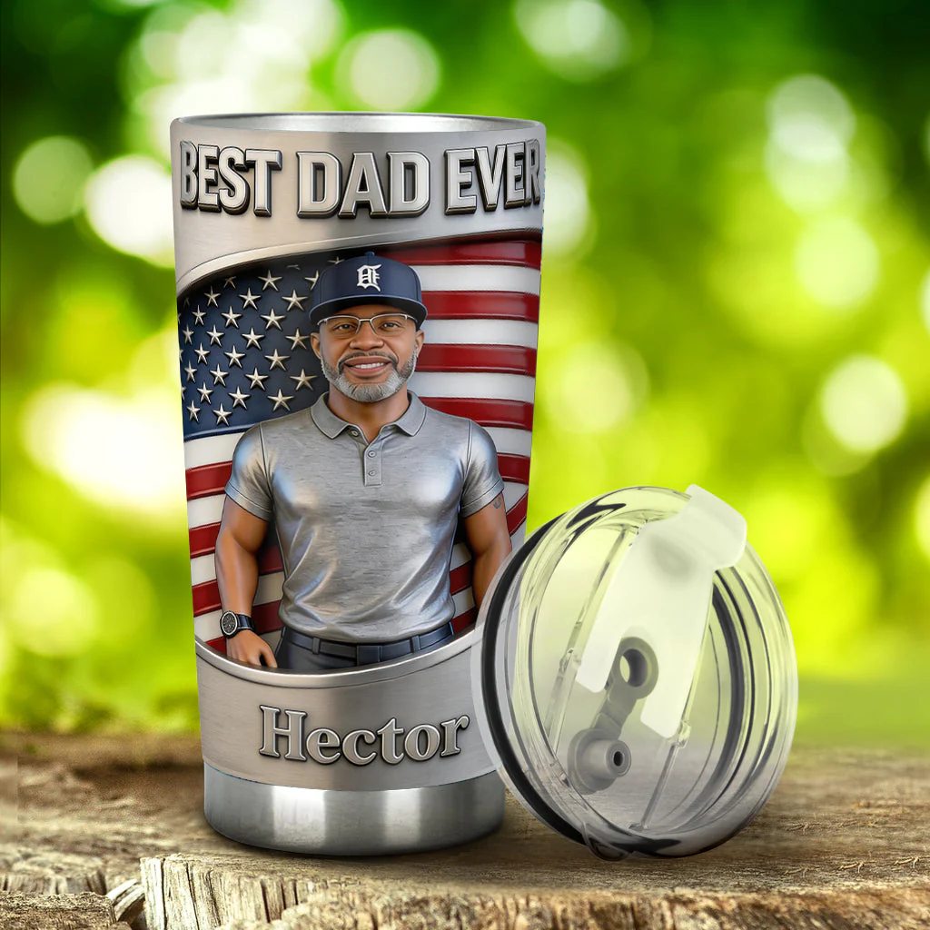 Custom Photo Best Dad Ever - Personalized Tumbler - Gift For Dad, Grandpa - Image 3