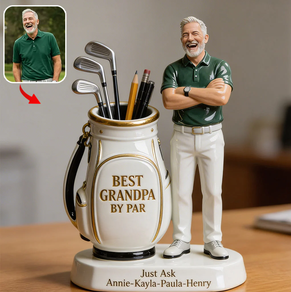 Custom photo Best Dad Grandpa By Par - Personalized Acrylic Plaque - Gift For Dad, Grandpa, Golf Lovers - Image 2