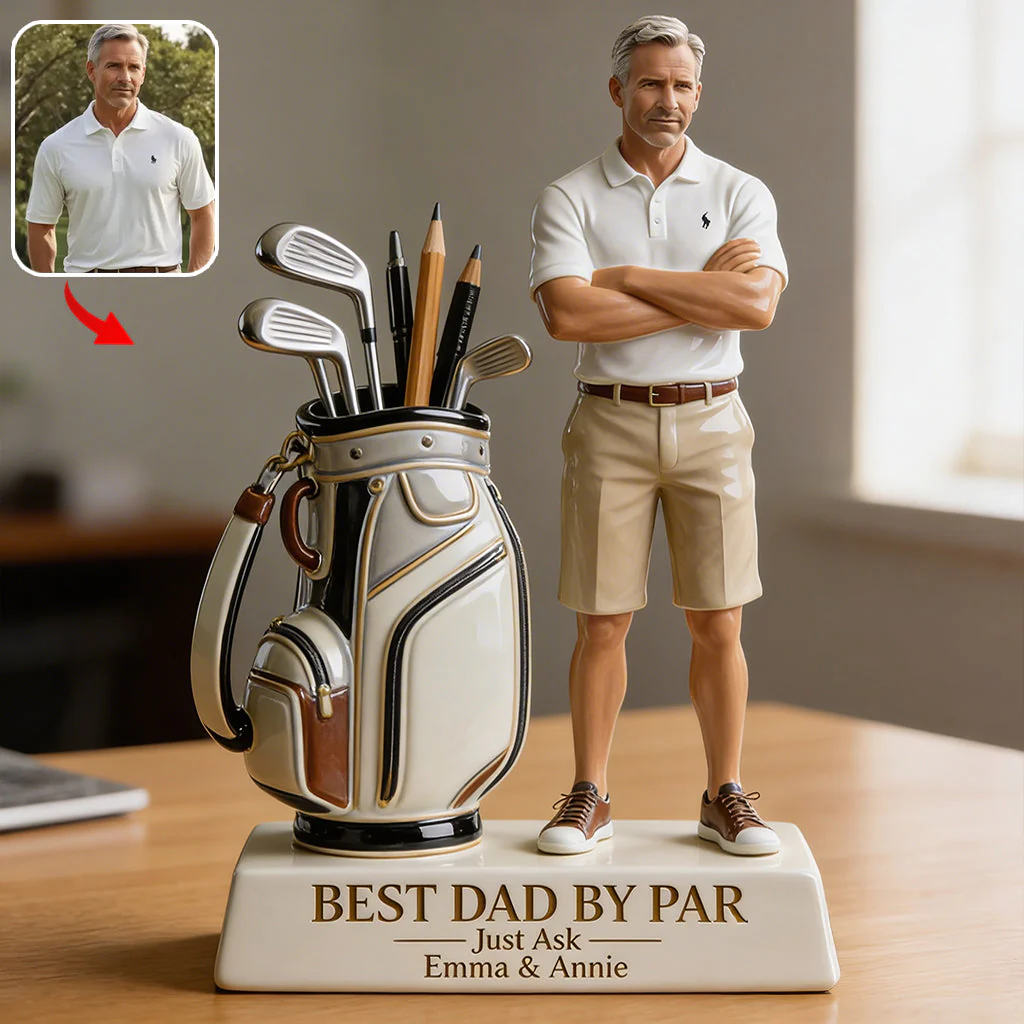 Custom photo Best Dad Grandpa By Par - Personalized Acrylic Plaque - Gift For Dad, Grandpa, Golf Lovers - Image 3