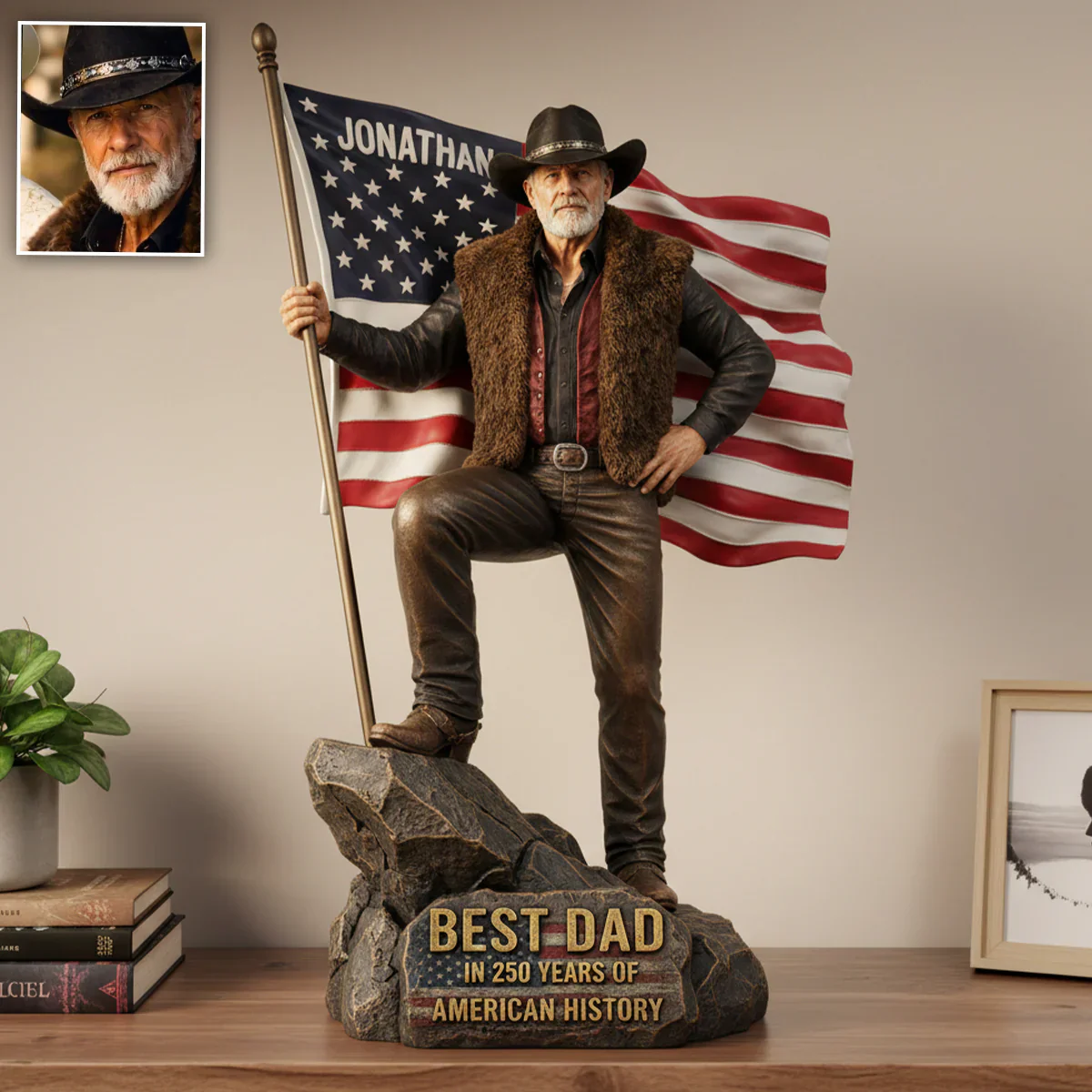 Custom Photo Best Dad Grandpa In 250 Years Of America - Personalized Acrylic Plaque - Gift For Dad, Grandpa, Patriots
