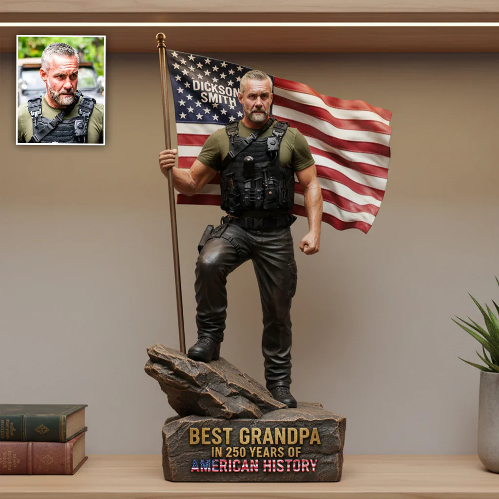 Custom Photo Best Dad Grandpa In 250 Years Of America - Personalized Acrylic Plaque - Gift For Dad, Grandpa, Patriots - Image 3